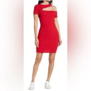 Good Luck Gem Nordstrom Women’s Red Cutout Short Sleeve Mini Dress Size S